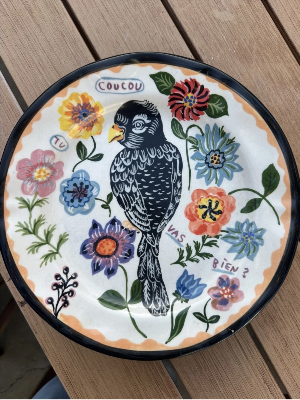 1 Anthropologie Nathalie Lete Black Bird  ‘ Coucor Tu Vas Bien ‘ ?Dinner  Plate